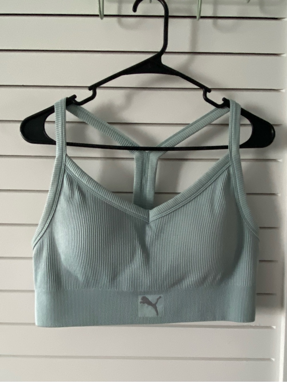 Puma Athletic Racerback Ribbed Teal Sports Bra with Padding Size XL